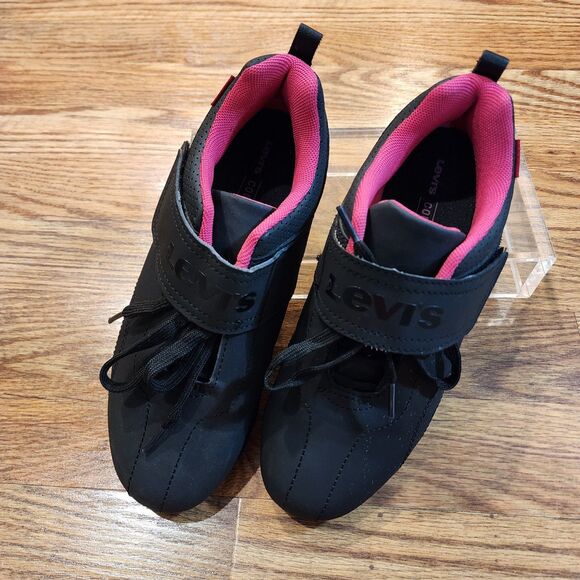 NWOT Women's Size 6.5 Levi’s Zeta UL Sneakers Black with Hot Pink Shoes - Picture 10 of 12